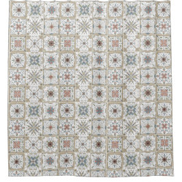 パターンタイルモザイク シャワーカーテン