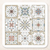 パターンタイルモザイク スクエアペーパーコースター (正面)