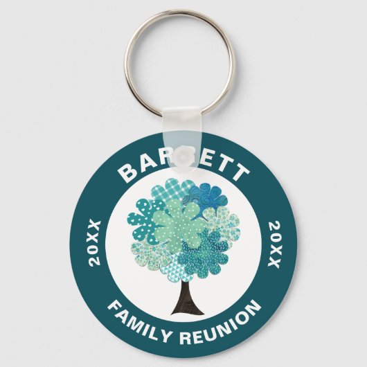 パターンツリーファミリー懇親会ブルーグリーンサミナリー キーホルダー (正面)