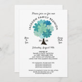 パターンツリーファミリー懇親会ブルーグリーン招待状 招待状 (正面/裏面)