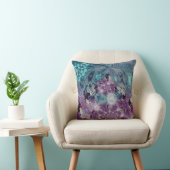 パターンデザインのグラデーションな絞り染めのティール(緑がかった色)のプリント クッション (椅子)