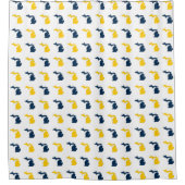 パターントウモロコシの黄色および青のミシガン州 シャワーカーテン (正面)