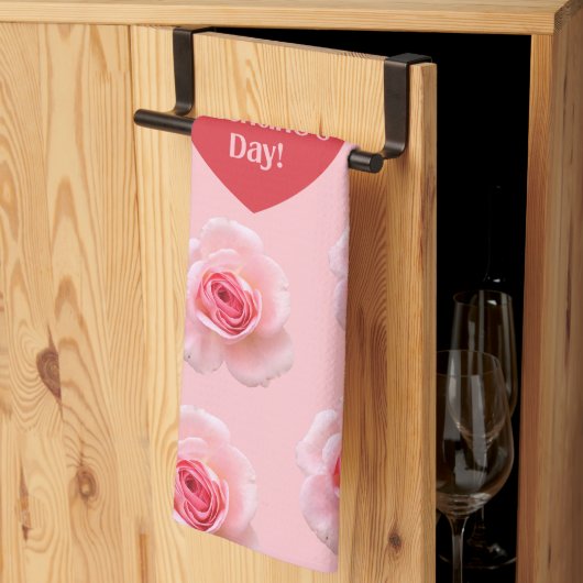 パターンハッピーバレンタインデー2024背景 キッチンタオル (三つ折り)