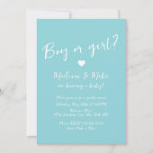 パターンハートバレンタインデーピンク性別リビール 招待状 (正面)