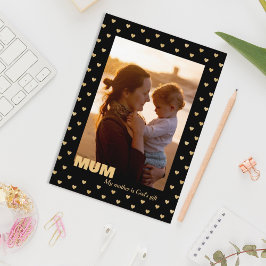 パターンハート母フォトブラックホリデーカード シーズンカード