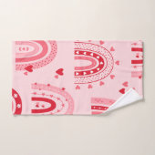 パターンバレンタイン2024背景とハート愛 ハンドタオル (ハンドタオル)