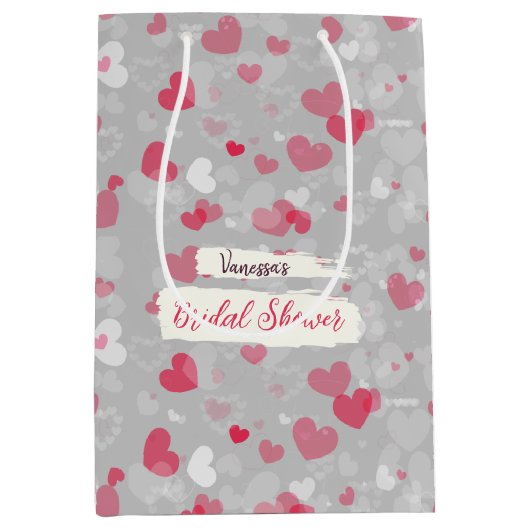 パターンピンクブライダルシャワー抱き枕 ミディアムペーパーバッグ (正面)