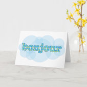 パターンフランスの付きボンジュールでアーガイルこんにちは カード (黄色い花)