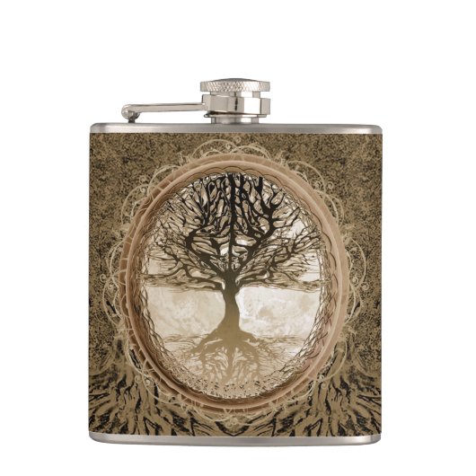 パターンブラウンの生命の樹 フラスク (正面)
