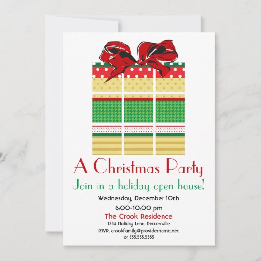 パターンプレゼントホリデイ招待状 招待状 (正面)