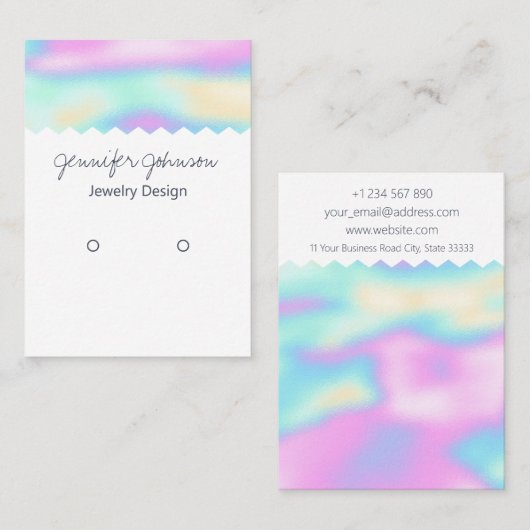 パターンホログラフィックイヤリングホルダー表示カード 名刺 (正面/裏面)