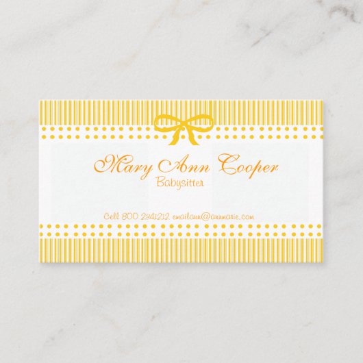 パターンマスタードの黄色のベビーシッターの育児 名刺 (正面)