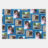 パターンモダン濃い青任意の大事な行事9写真 ラッピングペーパーシート (正面2)