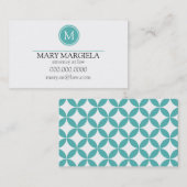 パターンモノグラムの名刺の青) 名刺 (正面/裏面)