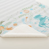 パターンユニコーンストライプティール（緑がかった色）グレーコーラル シェルパブランケット (3/4)