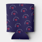 パターンロゴモノグラムパーソナライズされた（赤と青） 缶クーラー (裏面)