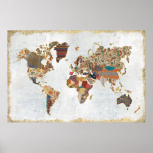 パターン世界地図 ポスター