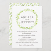 パターン付きの背景の水彩ラウレル 招待状 (正面/裏面)