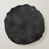 パターン付きの豪華な黒の背きらめく景 ラウンドクッション (裏面)