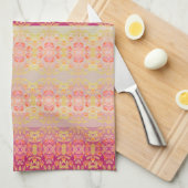 パターン付きピンク キッチンタオル (四つ折り)