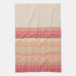 パターン付きピンク キッチンタオル