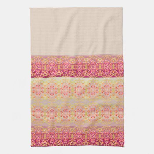 パターン付きピンク キッチンタオル (縦)