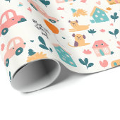 パターン付き光沢ラッピング紙よくはしゃぐ ラッピングペーパー (ロールコーナー)