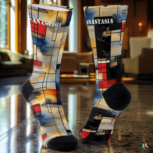 パターン付き幾何はっきりした抽象芸術芸術的 ソックス