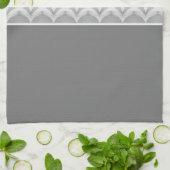 パターン付き濃い灰色 キッチンタオル (折り畳み)