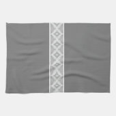 パターン付き濃い灰色 キッチンタオル (横)