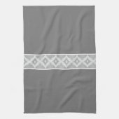 パターン付き濃い灰色 キッチンタオル (縦)
