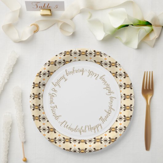 パターン付き錆びた茶色 ペーパープレート (ウェディング)