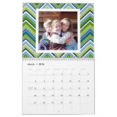 パターン付き17枚の写真カラフルコラージュ カレンダー (3月 2016)