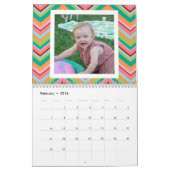 パターン付き17枚の写真カラフルコラージュ カレンダー (2月 2016)