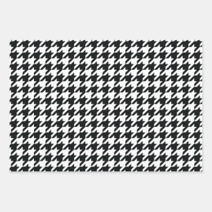 パターン千鳥格子の白黒 ラッピングペーパーシート
