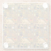 パターン古代エジプトの象形記号 ガラスコースター (裏面)