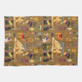 パターン古代エジプトの象形記号 キッチンタオル (横)