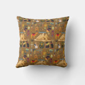 パターン古代エジプトの象形記号 クッション (裏面)