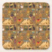 パターン古代エジプトの象形記号 スクエアペーパーコースター (正面)