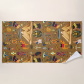 パターン古代エジプトの象形記号 ビーチタオル (正面)