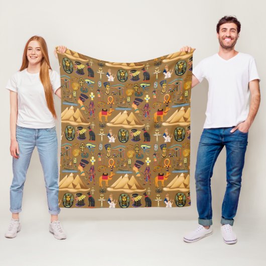 パターン古代エジプトの象形記号 フリースブランケット (インサイチュ)