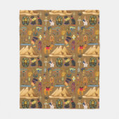 パターン古代エジプトの象形記号 フリースブランケット (正面)