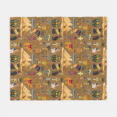 パターン古代エジプトの象形記号 フリースブランケット (正面(横))