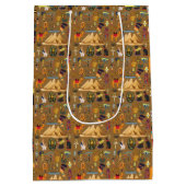 パターン古代エジプトの象形記号 ミディアムペーパーバッグ (裏面)