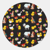 パターン復活祭パーティー ラウンドシール (正面)