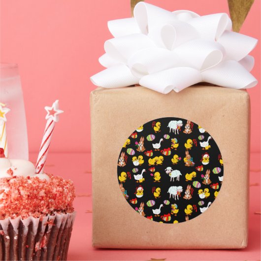 パターン復活祭パーティー ラウンドシール (パーティー)