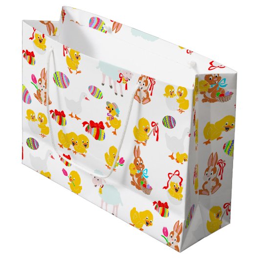 パターン復活祭パーティー ラージペーパーバッグ (正面アングル)