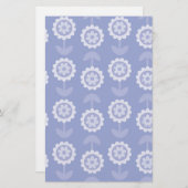 パターン抽象芸術アートパープルフローラ花 便箋 (正面/裏面)