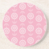 パターン抽象芸術アートピンクフローラ花 コースター (正面)
