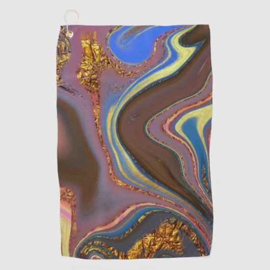 パターン抽象芸術茶 ゴルフタオル (正面)